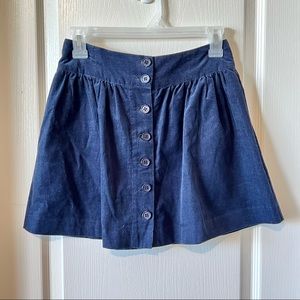 FOREVER 21 Navy Blue Corduroy Circle Skirt With Button Down Front and Po…